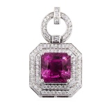 17.63 ctw Pink Tourmaline And Diamond Pendant - 14KT White Gold