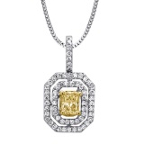 18k Two Tone Gold 0.69CTW Diamond Pendant, (VS1-VS2/Nat-yel/G-H)