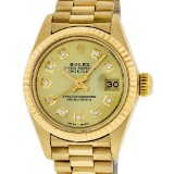 Rolex Ladies 18K Yellow Gold Champagne Diamond Datejust President Wristwatch Wit