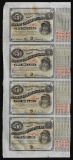 Uncut Sheet of (4) State of Louisiana Baby Bond Obsolete Notes