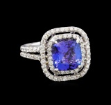 14KT White Gold 3.98 ctw Tanzanite and Diamond Ring