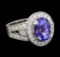 5.46 ctw Tanzanite and Diamond Ring - 14KT White Gold