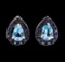 1.65 ctw Blue Topaz and Sapphire Earrings - 14KT White Gold