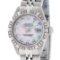 Rolex Ladies Stainless Steel Pink MOP Pyramid Diamond Datejust Wristwatch