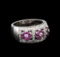 0.50 ctw Pink Sapphire and Diamond Ring - 18KT White Gold