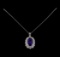 20.96 ctw Tanzanite and Diamond Pendant With Chain - 14KT White Gold