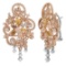 18k Three Tone Gold 5.96CTW Multicolor Dia and Pink Diamond and Diamond Earrings
