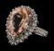 4.76 ctw Ametrine Quartz and Diamond Ring - 14KT White Gold