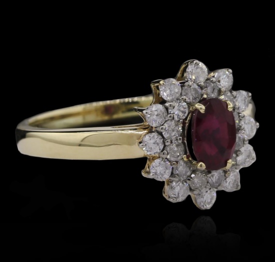 0.79 ctw Ruby and Diamond Ring - 14KT Yellow Gold