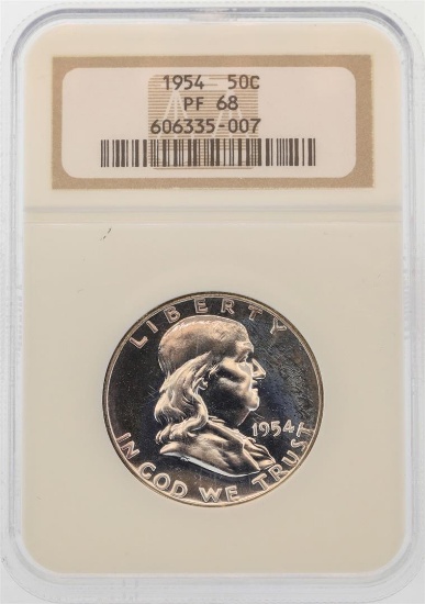 1954 Franklin Half Dollar Silver Proof Coin NGC PF68