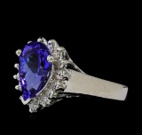 2.5 ctw Tanzanite and Diamond Ring - 14KT White Gold