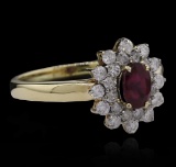 0.79 ctw Ruby and Diamond Ring - 14KT Yellow Gold