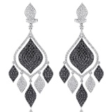 18k White Gold 4.87CTW Diamond and Black Diamonds Earrings, (VS1-VS2/G)