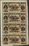 Uncut Sheet of 1800's $5 Citizens Bank of Louisiana Obsolete Notes