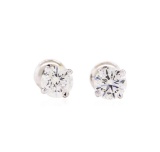 1.02 ctw Diamond Stud Earrings - 14KT White Gold