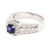 1.86 ctw Sapphire and Diamond Ring - 14KT White Gold