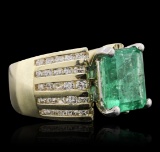 10KT Two-Tone Gold 4.31 ctw Emerald and Diamond Ring
