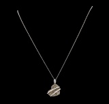 1.28 ctw Brown Diamond Heart Pendant With Chain - 14KT White Gold
