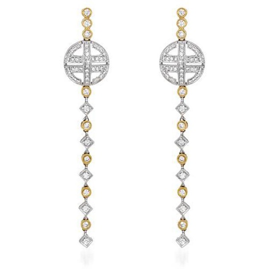 18k Two Tone Gold 1.10CTW Diamond Earrings, (SI2/H-I)