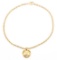 Chanel Gold Chain Link CC Round Drop Pendant Necklace 94P