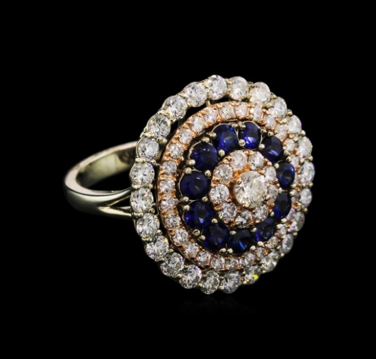 1.35 ctw Sapphire and Diamond Ring - 14KT Two-Tone Gold