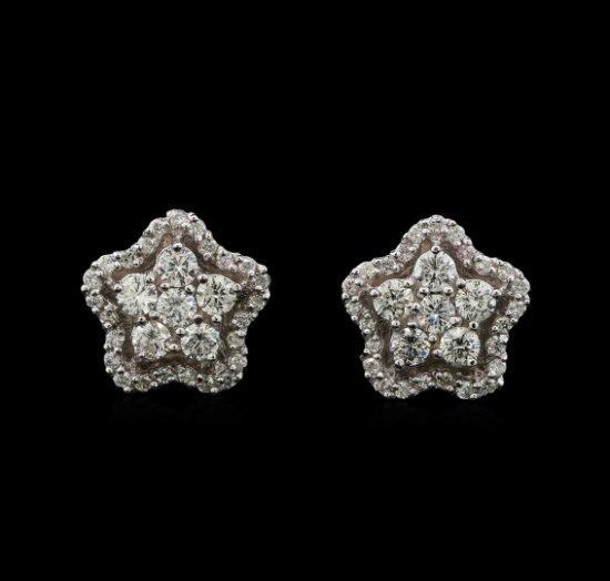 0.81 ctw Diamond Earrings - 14KT White Gold