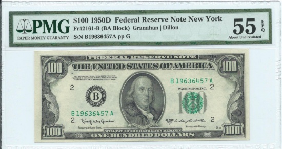 1950D $100 Federal Reserve Note New York PMG About Uncirculated 55EPQ