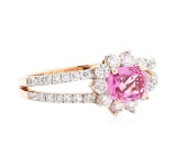 1.42 ctw Pink Sapphire And Diamond Ring - 14KT Rose Gold