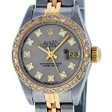 Rolex Ladies 2 Tone 14K Slate Grey VS Diamond Datejust Wristwatch