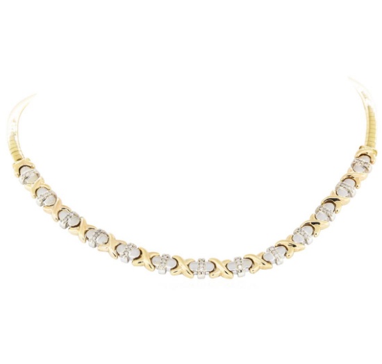 0.80 ctw Diamond Necklace - 10KT Yellow And White Gold
