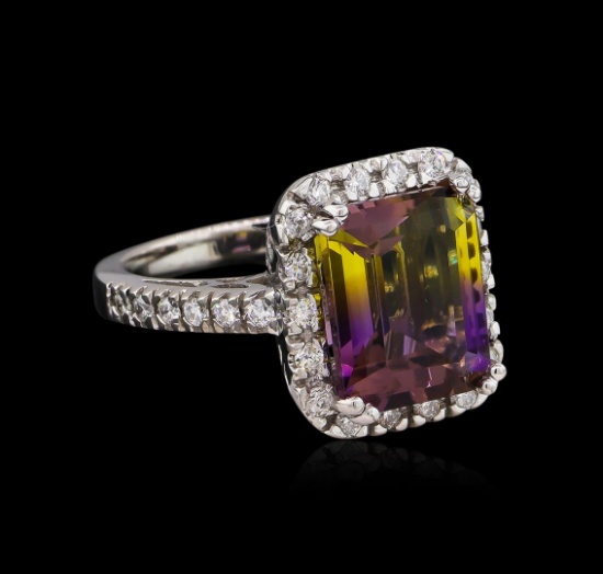 5.88 ctw Ametrine and Diamond Ring - 14KT White Gold