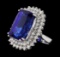 GIA Cert 24.59 ctw Tanzanite and Diamond Ring - 14KT White Gold