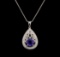 14KT White Gold 1.88 ctw Tanzanite and Diamond Pendant With Chain
