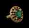 14KT Yellow Gold 3.89 ctw Emerald, Ruby and Diamond Ring