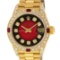 Rolex Ladies 18K Yellow Gold Diamond Lugs Red Vignette And Ruby President Wristw