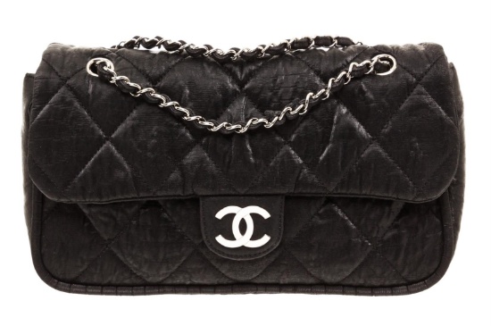 Chanel Black Nylon Flap Shoulder Bag