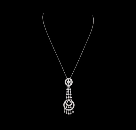 0.85 ctw Diamond Pendant With Chain - 18KT White Gold