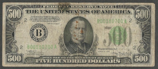 1934 $500 Federal Reserve Note New York