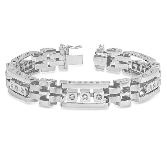 14K White Gold 1.30CTW Diamond Bracelet, (SI3/F-G)
