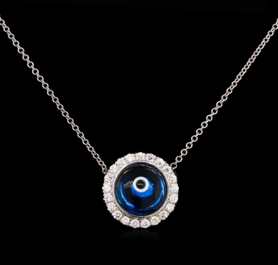 0.37 ctw Diamond Evil Eye Pendant With Chain - 14KT White Gold