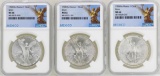 Lot of 1982Mo/1983Mo/1985Mo Mexico Libertad Onza Silver Coins NGC MS66