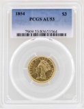 1854 $3 Indian Princess Head Gold Coin PCGS AU53