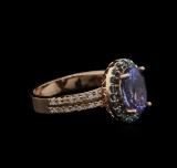 2.56 ctw Tanzanite and Diamond Ring - 14KT Rose Gold