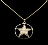 1.80 ctw Ruby and Diamond Pendant With Chain - 14KT Yellow Gold