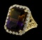 14.64 ctw Ametrine Quartz and Diamond Ring - 14KT Yellow Gold