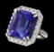 31.45 ctw Tanzanite and Diamond Ring - 14KT White Gold