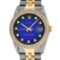 Rolex Mens 2 Tone 14K Blue Vignete Diamond Lugs Datejust Wristwatch