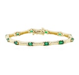 2.50 ctw Emerald Bracelet - 14KT Yellow Gold