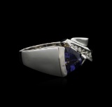 1.70 ctw Tanzanite and Diamond Ring - 14KT White Gold