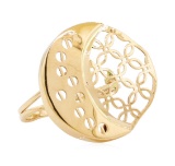 Crescent Moon Motif Ring - 14KT Yellow Gold